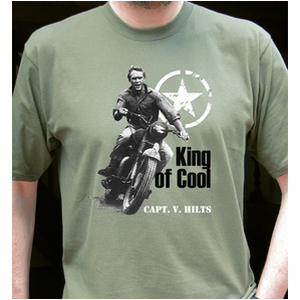 SoCal, King of Cool, Capt. V. Hilts  Steve Mcqueen Motorbike T Shirt