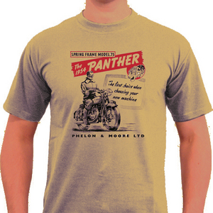 SoCal Panther Retro Motorbike T Shirt (SAND COLOUR)